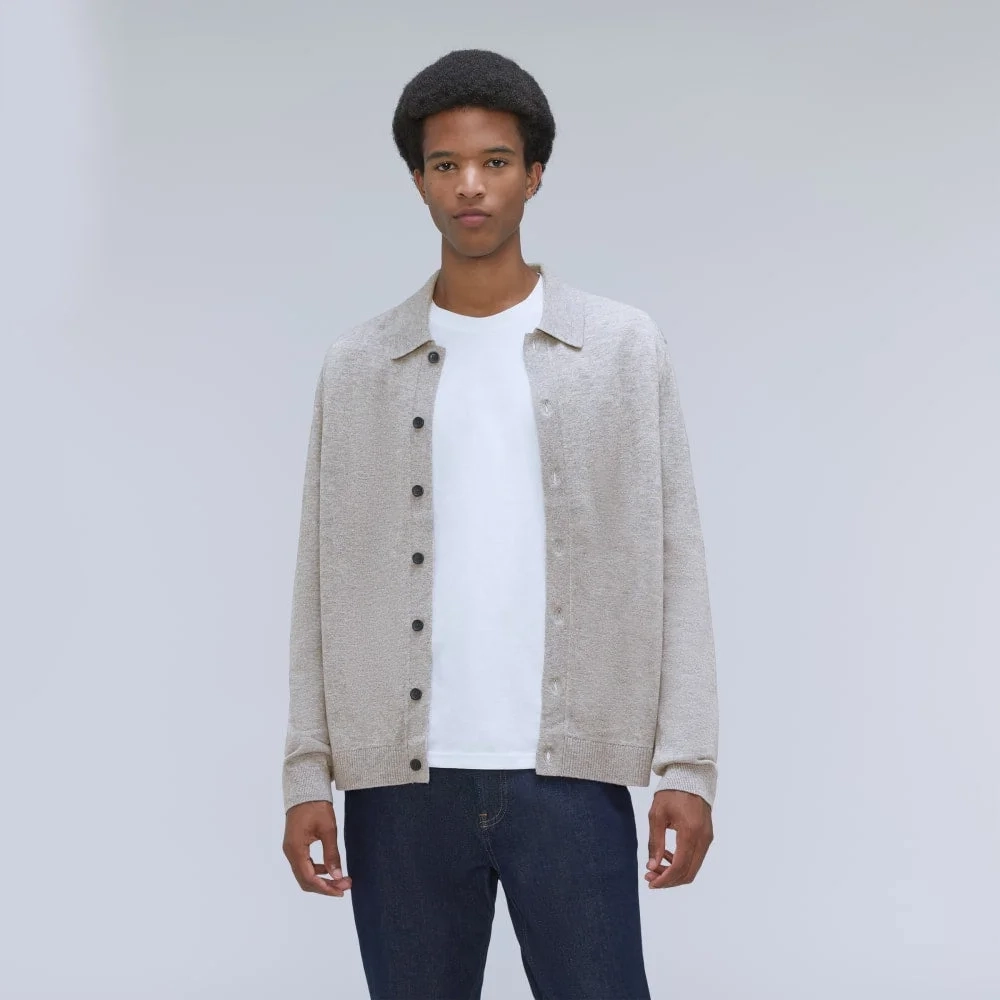The Merino-Blend Sweater Polo |  Heathered Grey