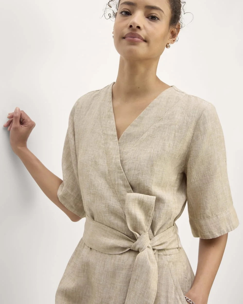 The Wrap Dress in Linen | Cornstalk Chambray (4)