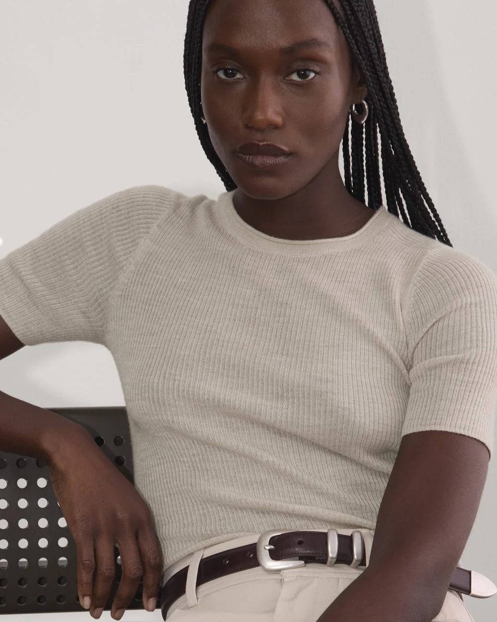 The Sweater Tee in Ultrasoft Merino | Heather Oatmeal (2)