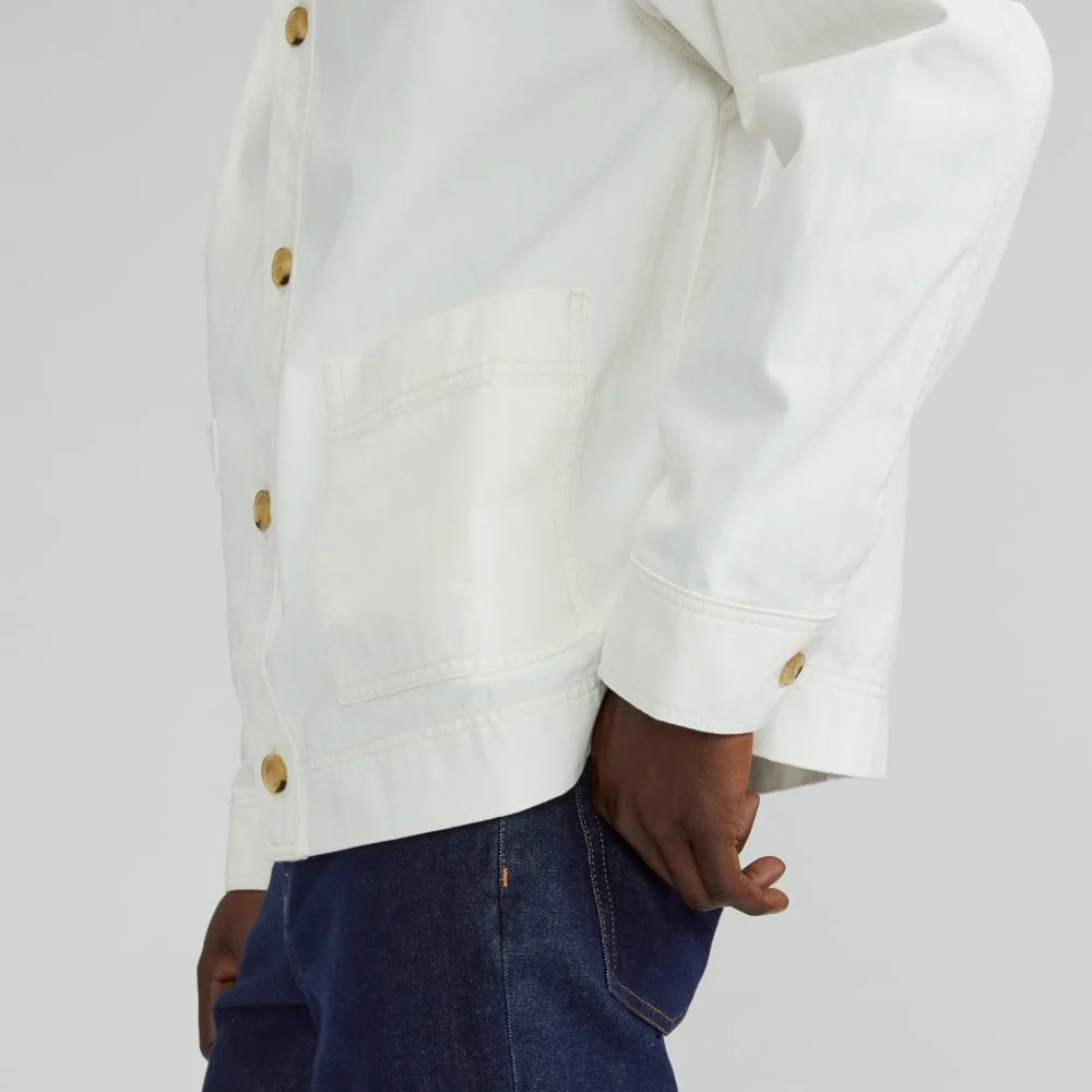 The Organic Cotton Herringbone Utility Jacket | Bone (3)