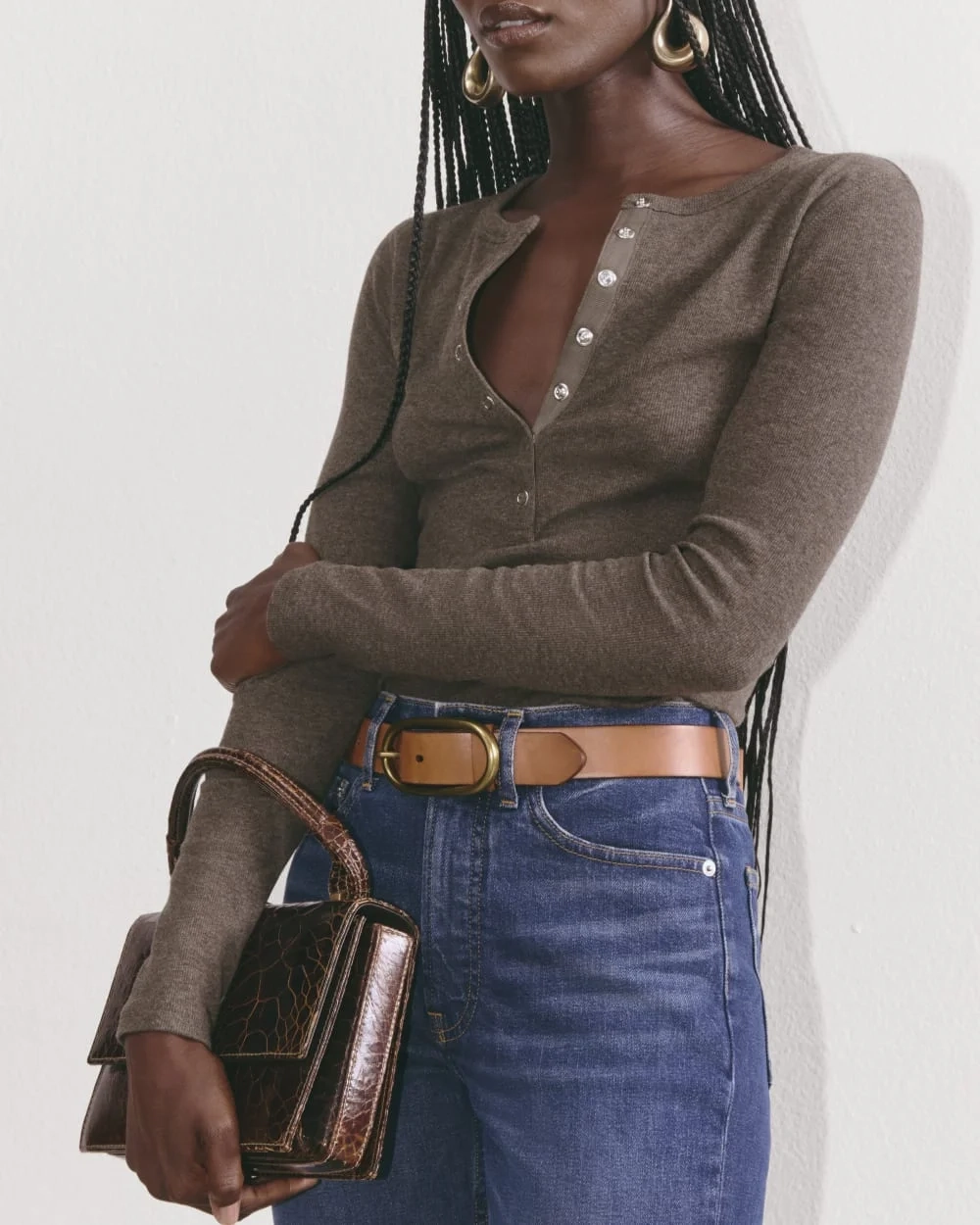 The Luxe Rib Henley | Heathered Fatigue (3)