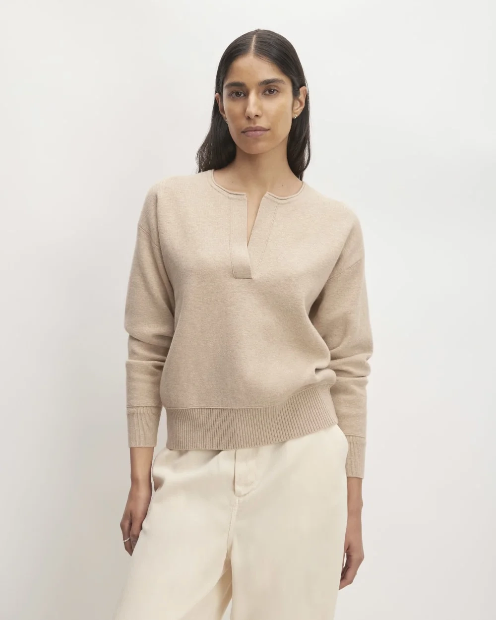 The Cotton-Merino Vintage Henley | Warm Oat Heather