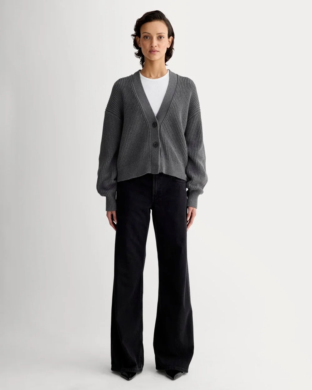 The Boxy Cardigan in Everyday Cotton | Heathered Charcoal (3)