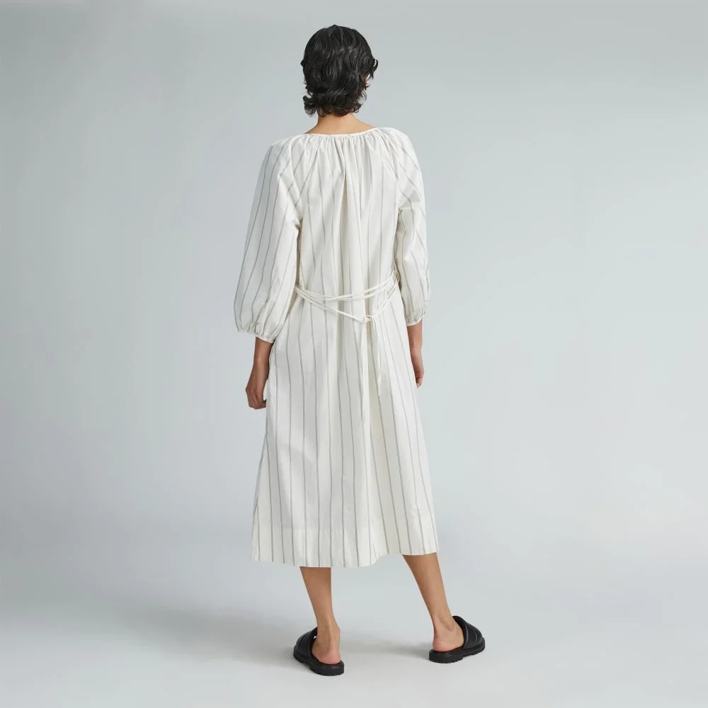 The Raglan Sleeve Poplin Dress | Black / Canvas Tan (2)