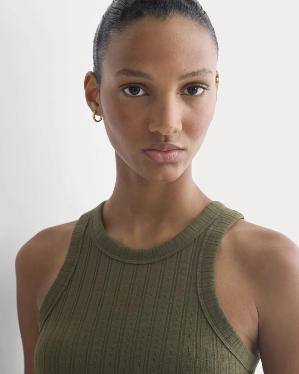 Racerback Tank in Pointelle | Olive Night (2)