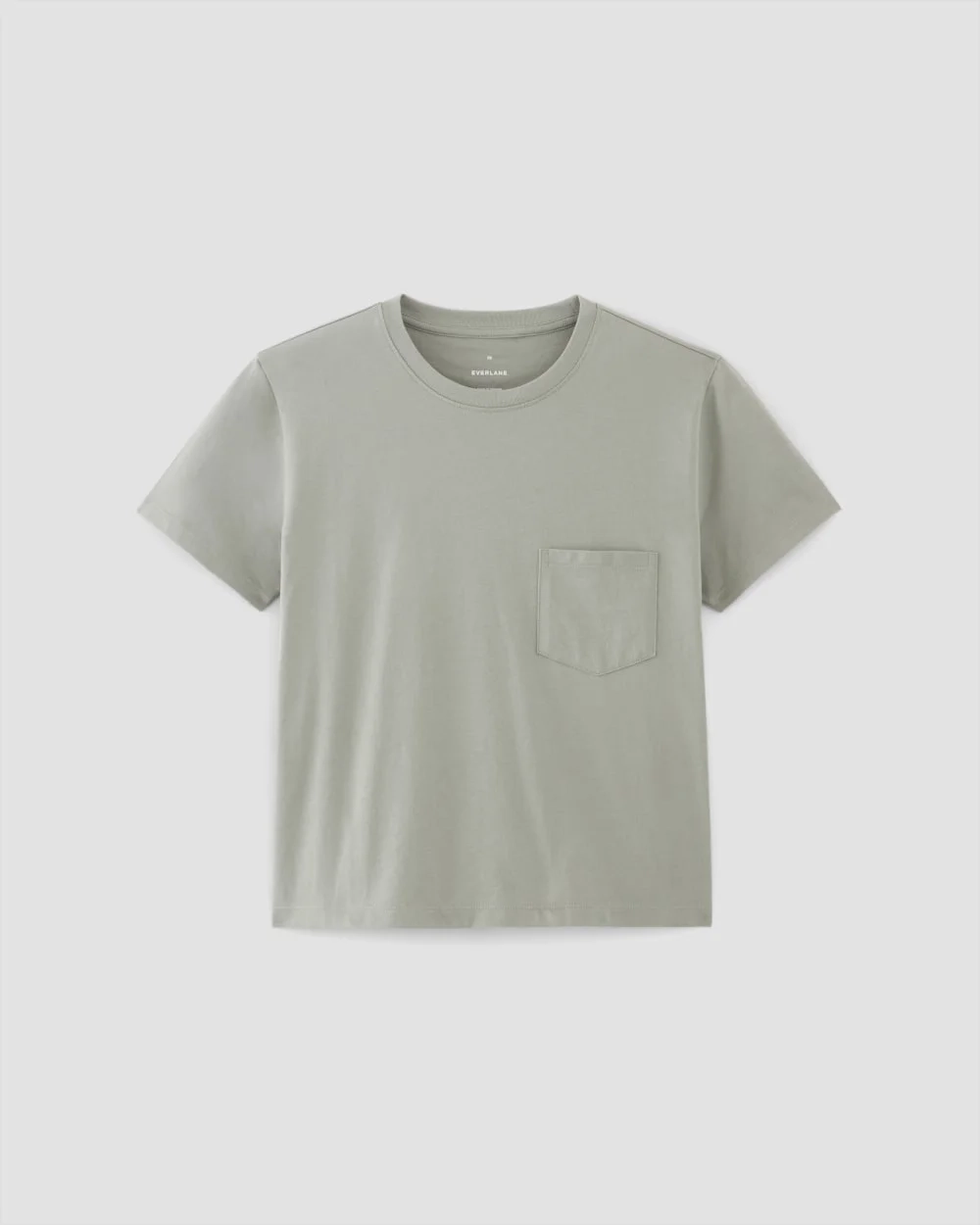 The Box-Cut Tee in Essential Cotton | Sage Green | Pocket (3)