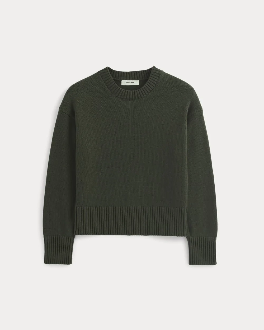 The Boxy Sweater in Everyday Cotton | Dark Green (3)