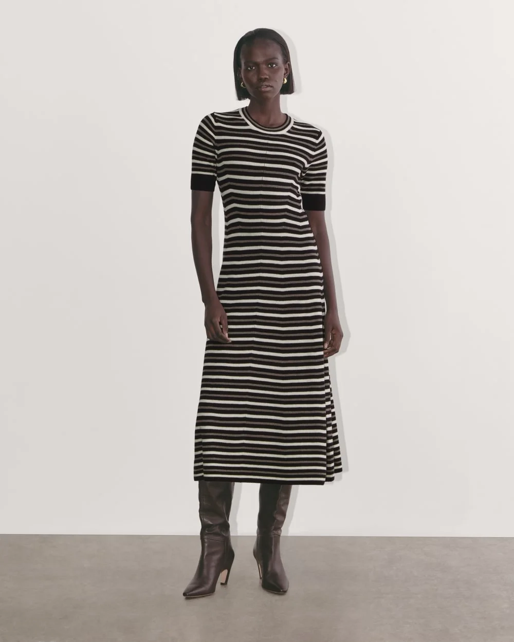 The Ribbed Sweater Dress | Taupe / Canvas / Black