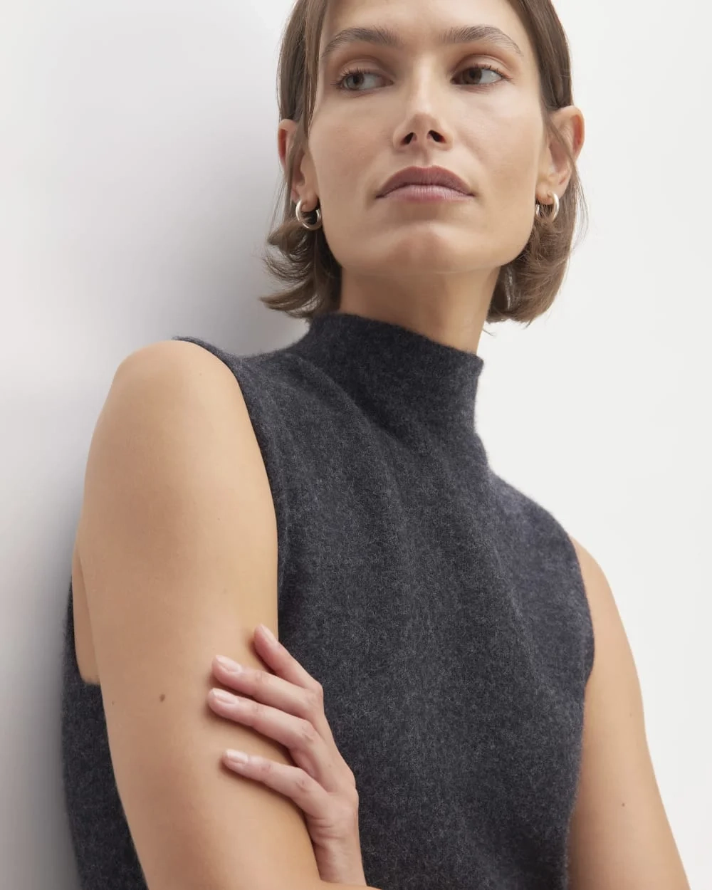 The Cozy-Stretch Sleeveless Midi Dress | Charcoal (3)