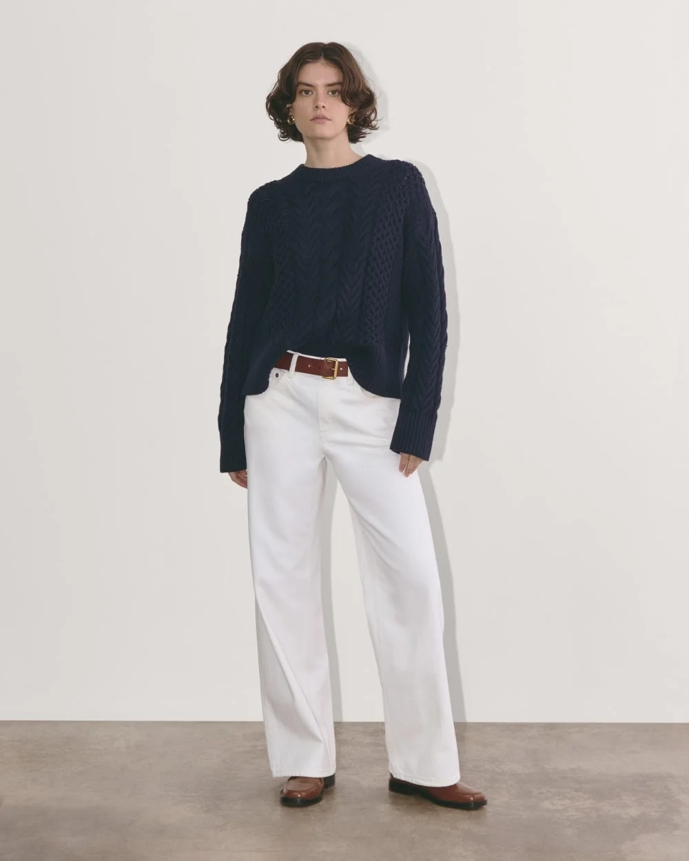The Cable Sweater in Everyday Cotton | Navy (2)