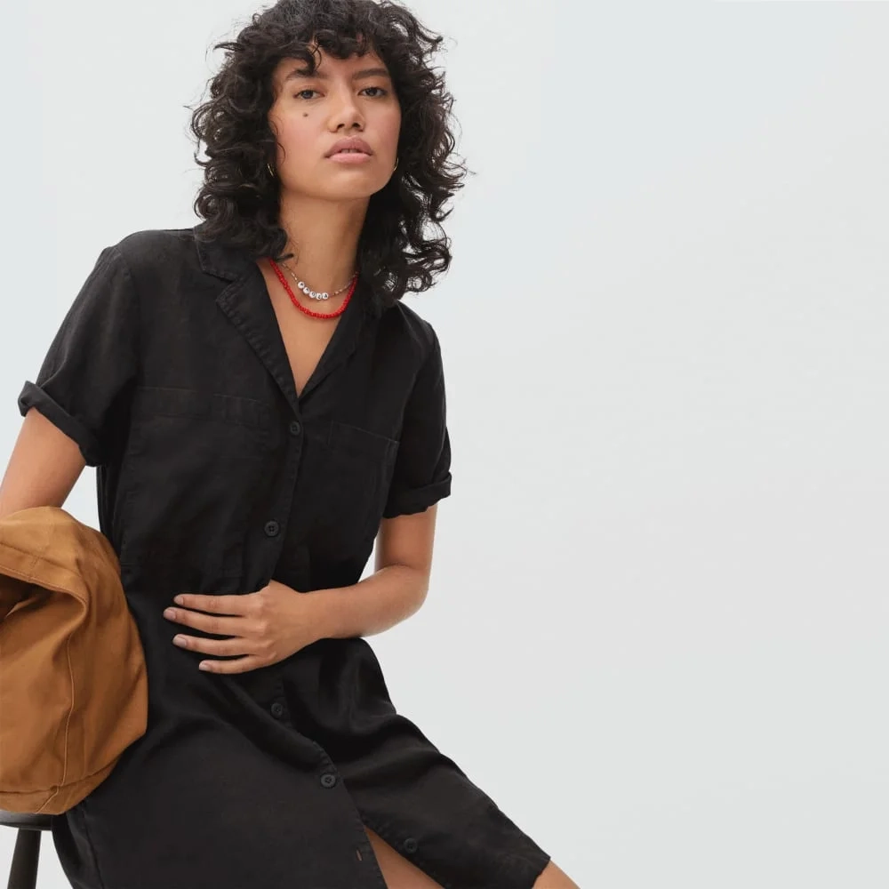 The Linen Workwear Dress | Black (3)