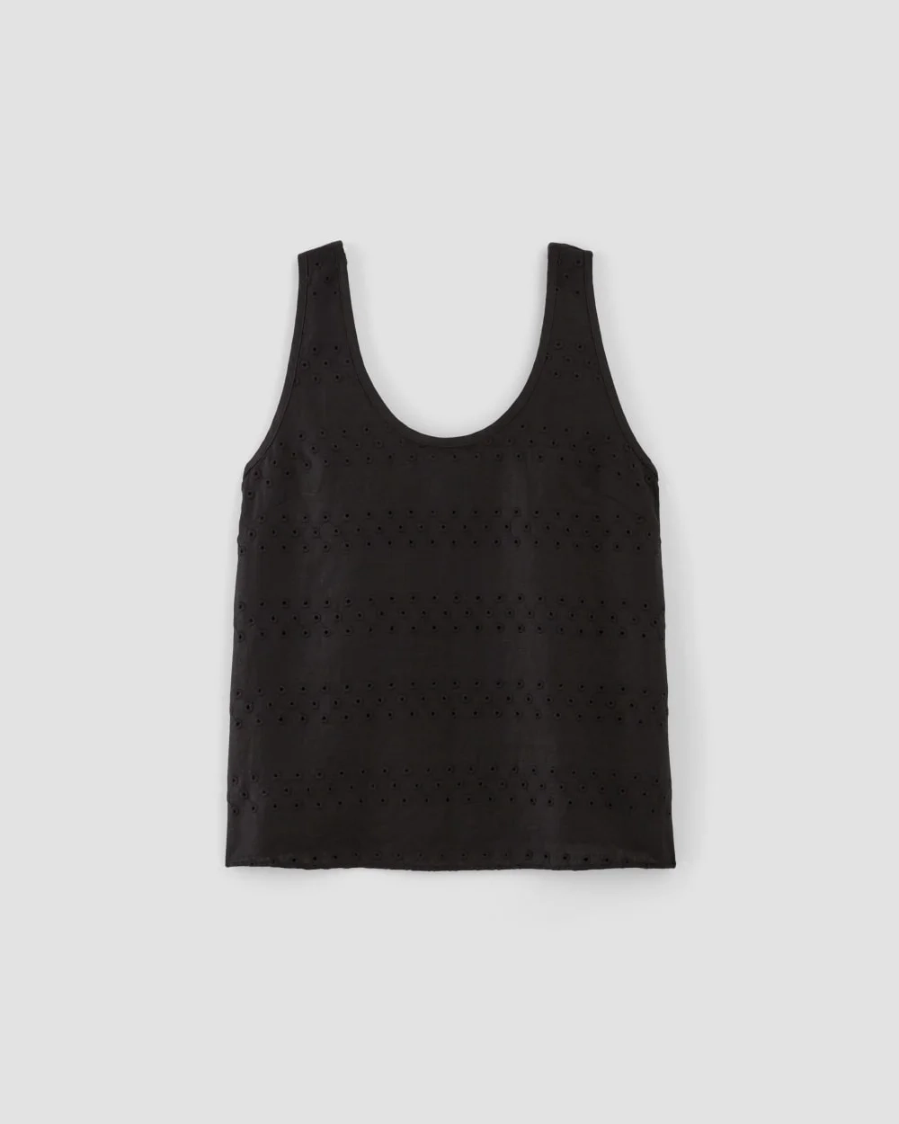 The Linen Eyelet Scoop-Neck Tank | Black Eyelet (3)
