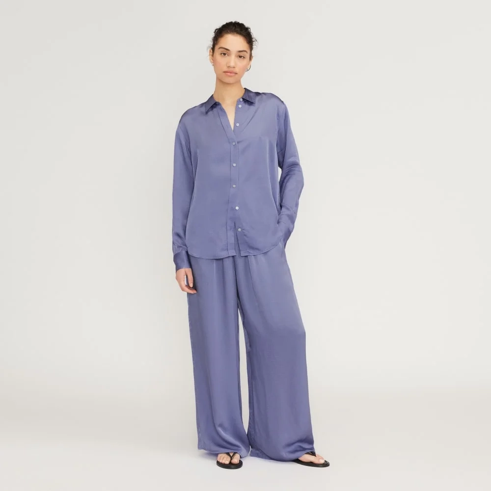 The Satin Relaxed Shirt | Cornflower Blue (2)