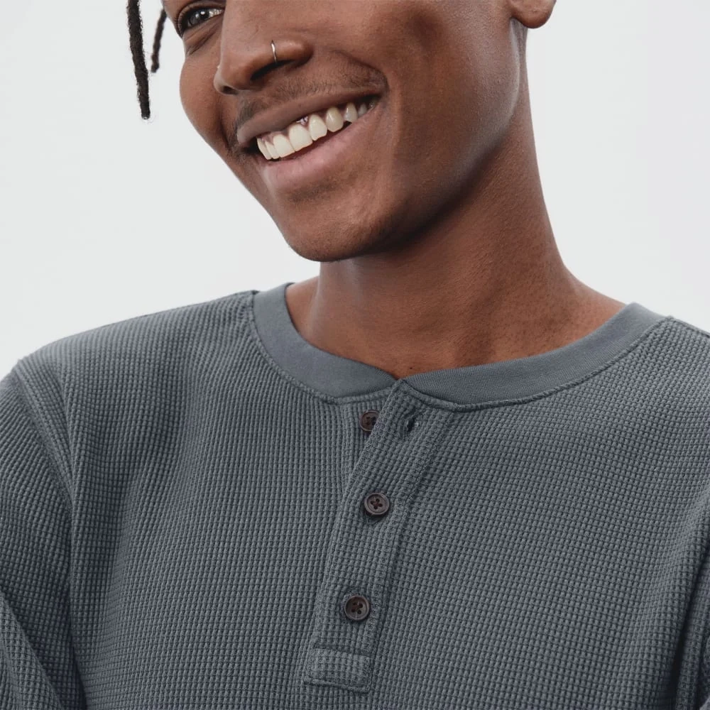 The Waffle Long-Sleeve Henley Tee | Slate (2)