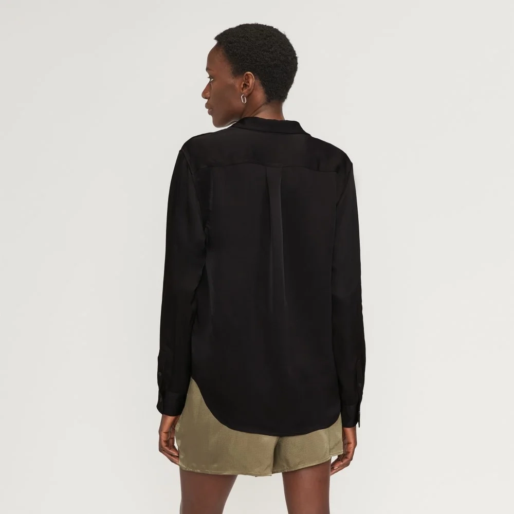 The Satin Relaxed Shirt | Black (2)