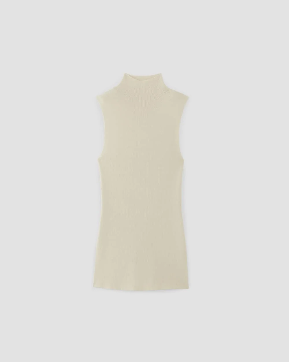 The Viscose Mock Neck Top | Beige (3)