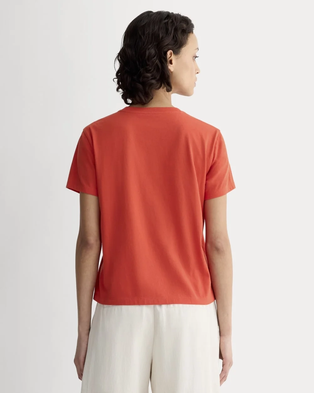 The Box-Cut Tee in Essential Cotton | Poppy Red | No Pocket (3)