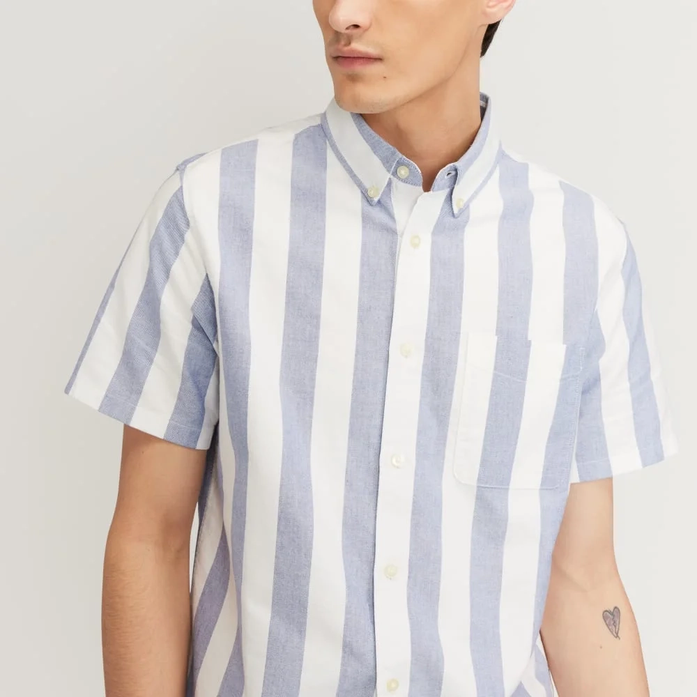 The Organic Short Sleeve Oxford Shirt | Mazarine Blue / Bone (3)