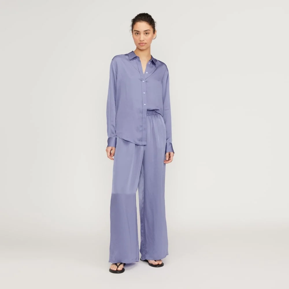 The Satin Pull-On Pant | Cornflower Blue (3)