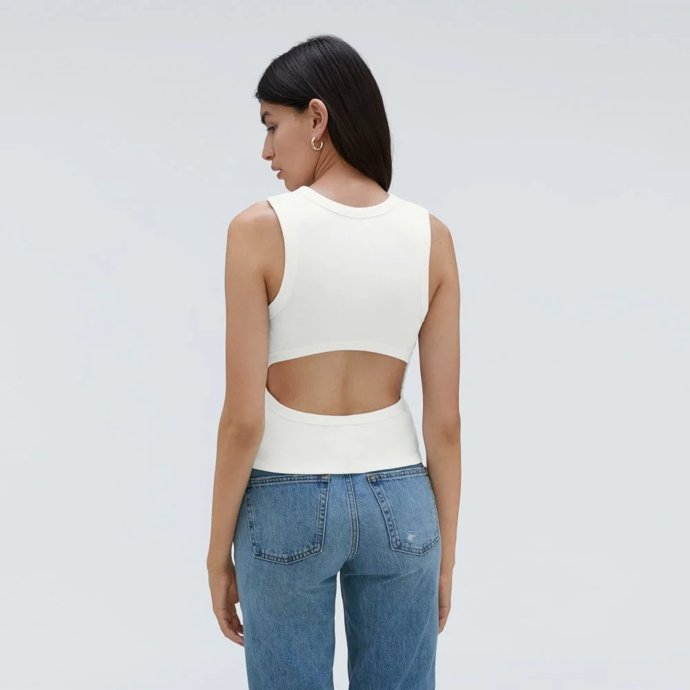 The Ribbed Cutout Tank | White (2)