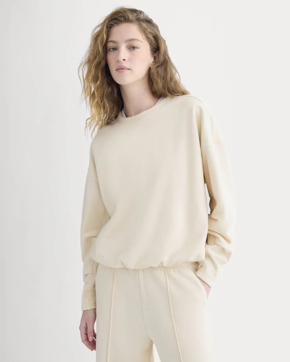 Lightweight Terry Bubble Sweatshirt | Parchment (2)