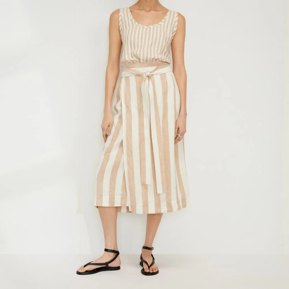 The Linen Wrap Skirt | Bone / Caramel