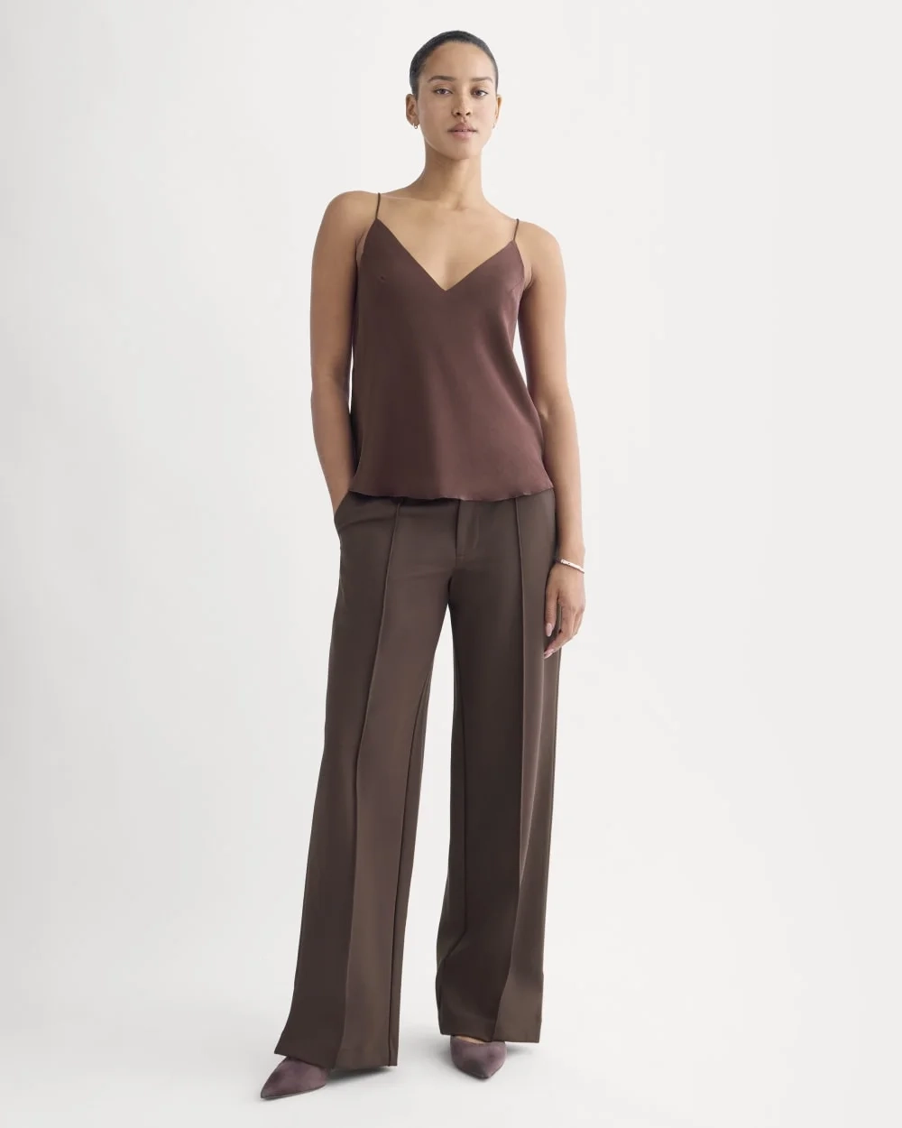 The Tie Back Cami in Washable Silk | Deep Plum (4)