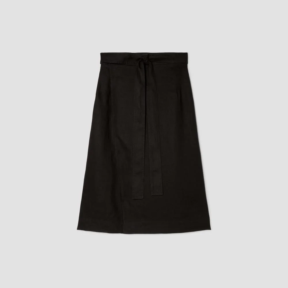 The Linen Wrap Skirt | Black (2)