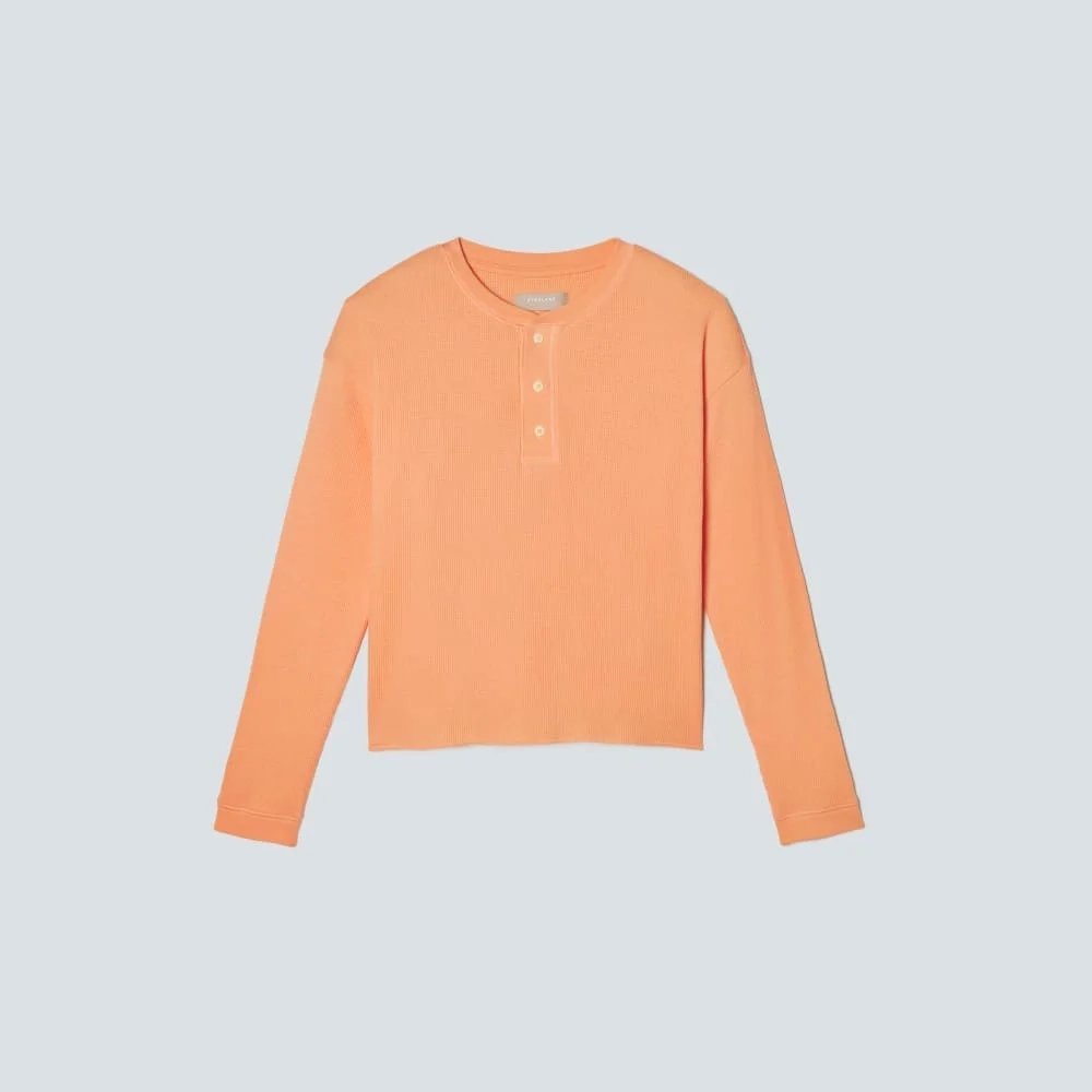 The Organic Cotton Waffle Henley | Orange Chiffon (2)
