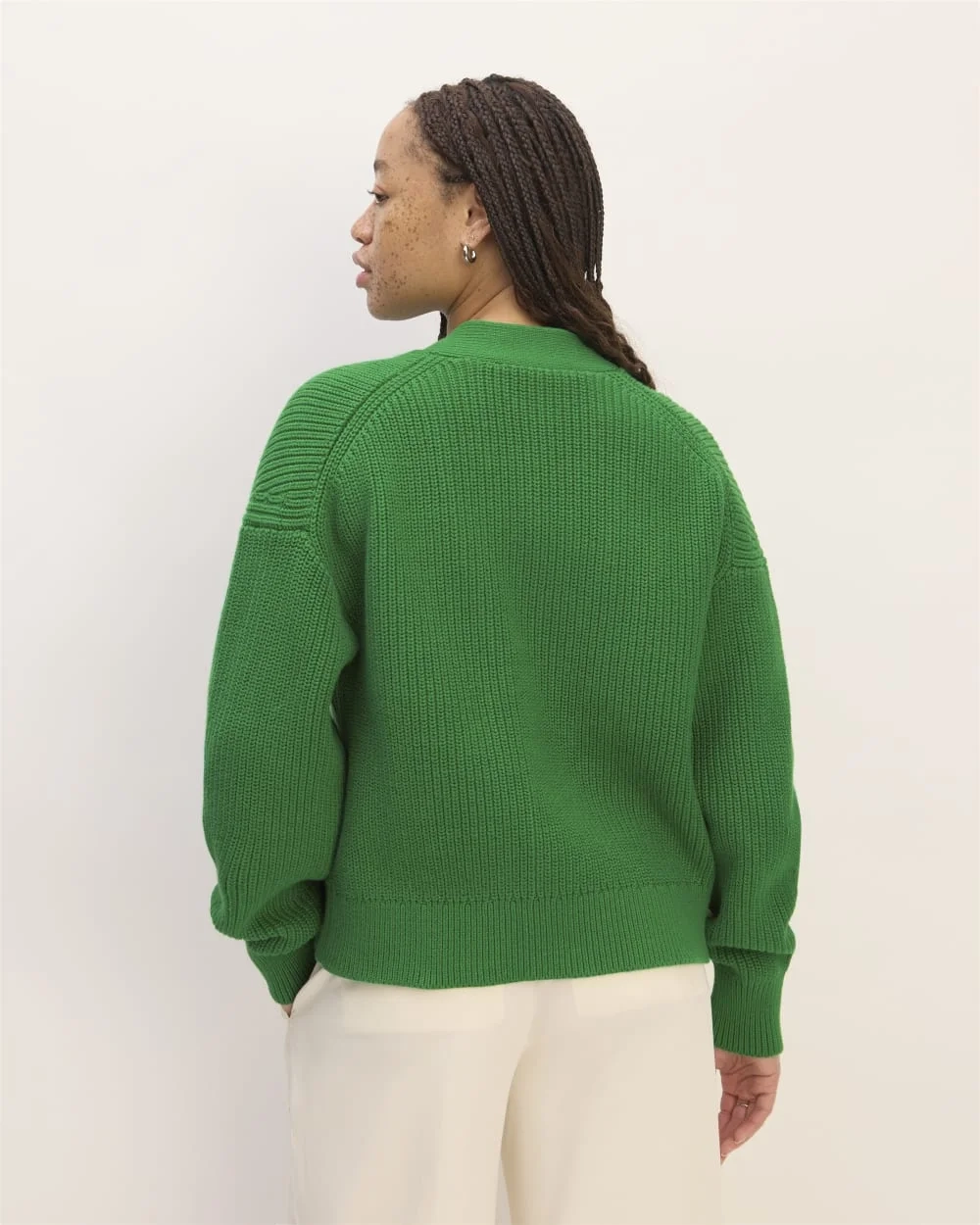 The Boxy Cardigan in Everyday Cotton | Grass Green (4)