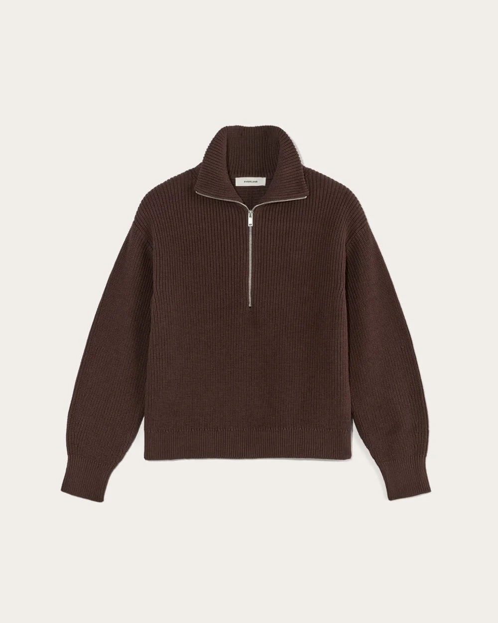 The Half-Zip in Everyday Cotton | Dark Mahogany (3)