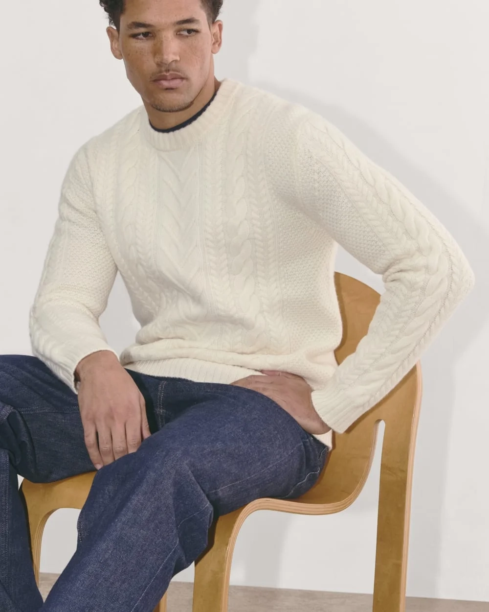 The Felted Merino Cable-Knit Crew | Bone (2)
