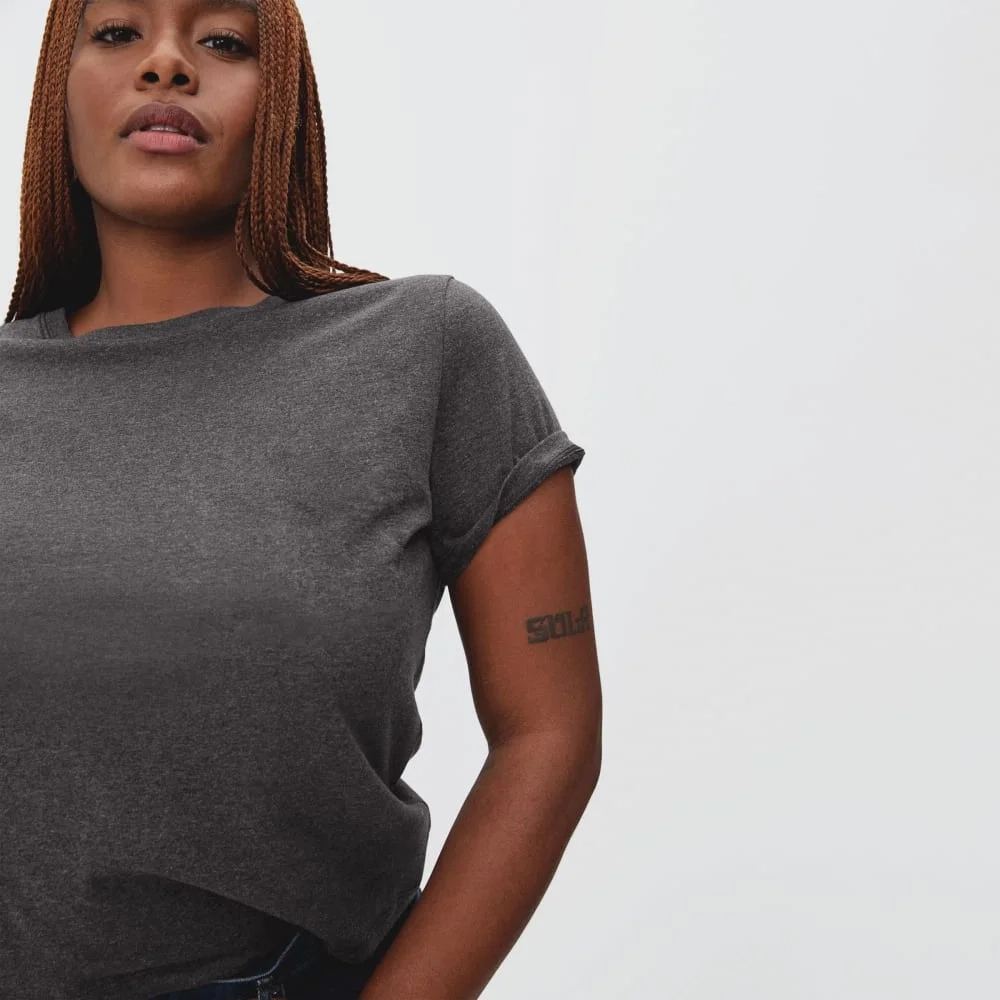 The Organic Cotton Box-Cut Pocket Tee | Charcoal | No Pocket (3)