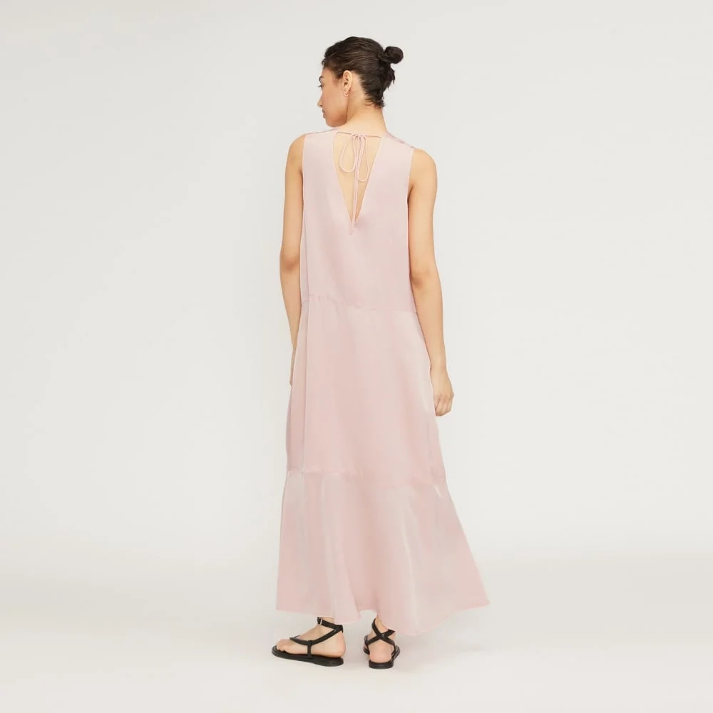 The Satin V-Neck Maxi Dress | Petal Pink (4)