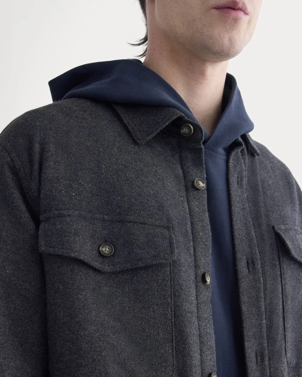 Heavyweight Waffle Twill Overshirt | Heather Charcoal (3)