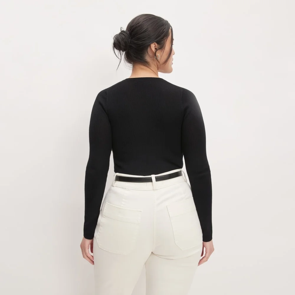 The Long-Sleeve Sweater Tee in Ultrasoft Merino | Black (3)