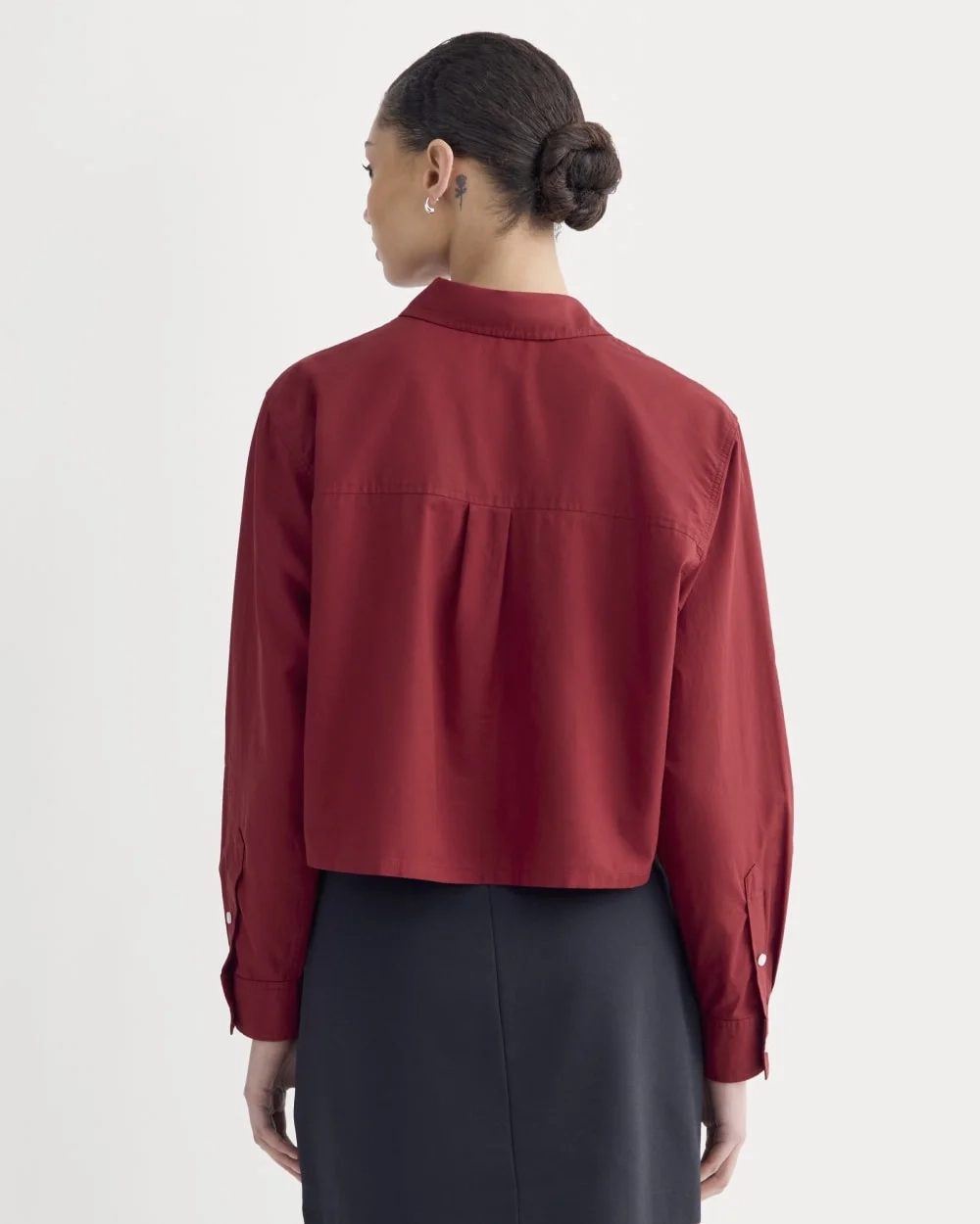 The Way-Short Shirt in Silky Cotton | Merlot (2)