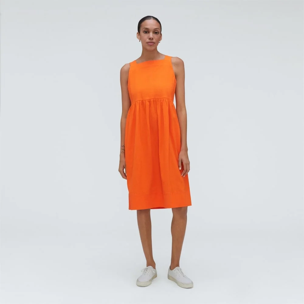 The Seersucker Midi Dress | Bright Orange (2)