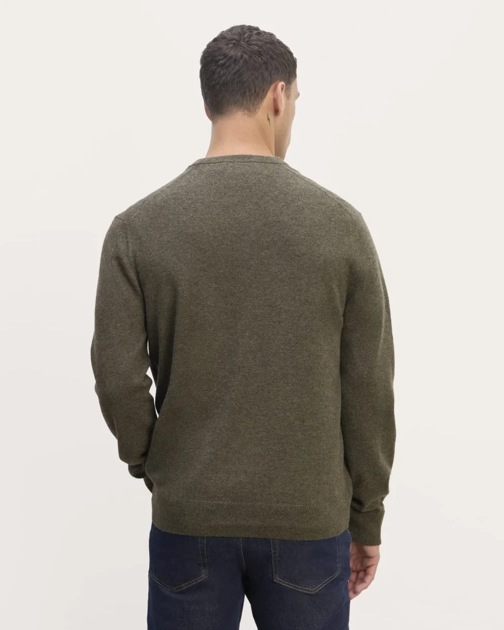 The Cashmere V-Neck Sweater | Heathered Army Green (2)