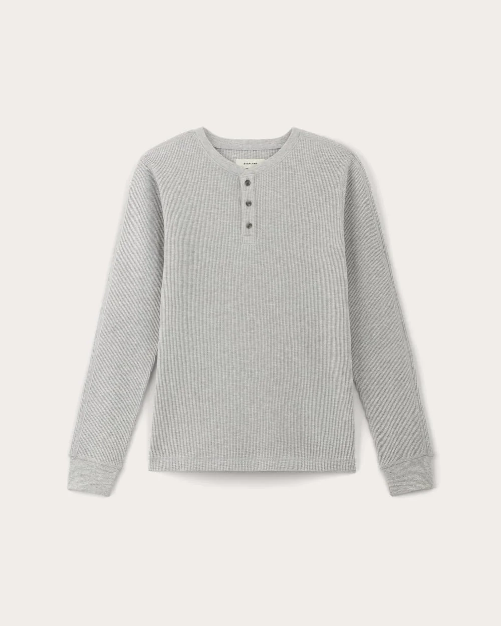 The Waffle Long-Sleeve Henley | Heathered Light Grey (2)