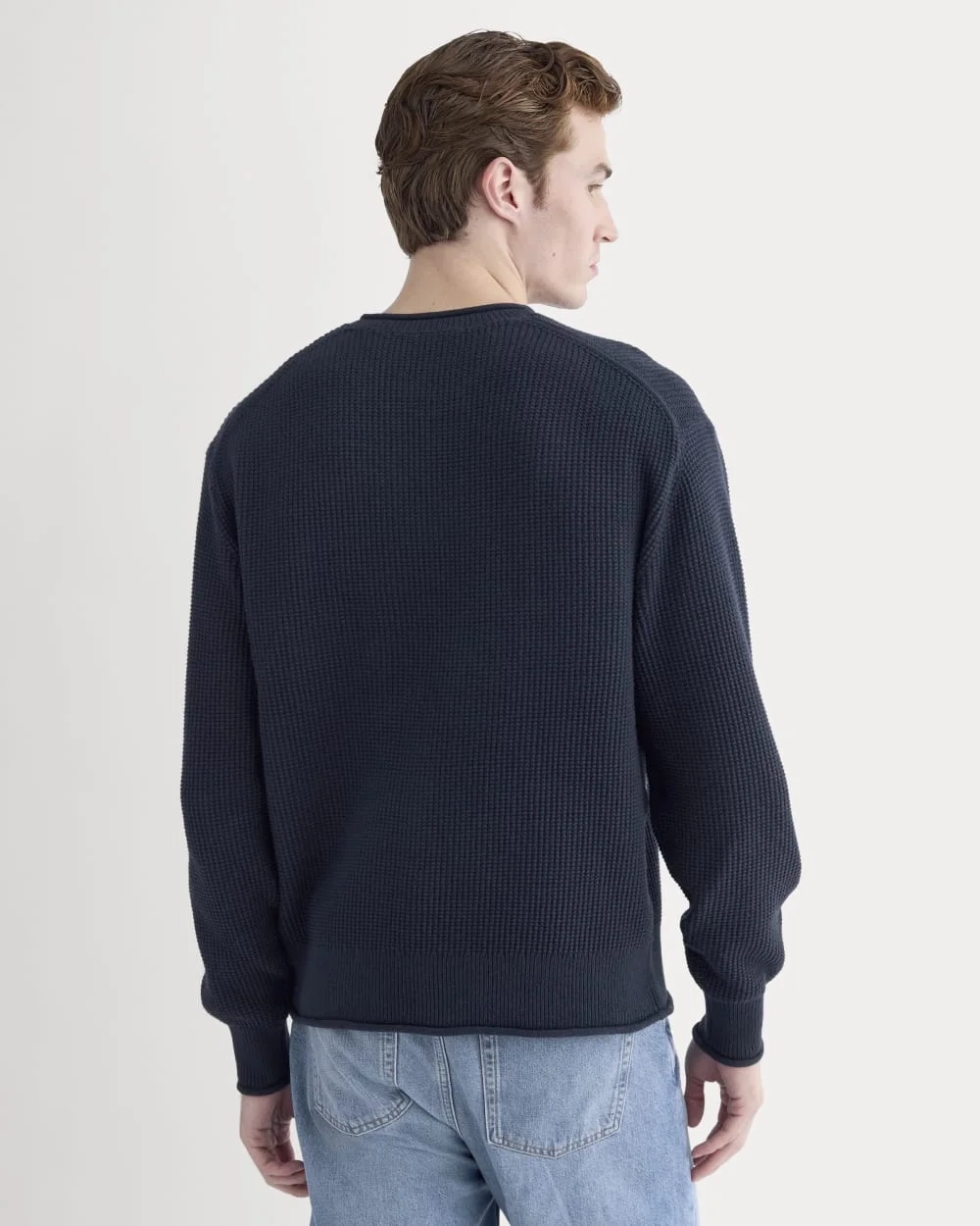 Waffle Rollneck Crew in Everyday Cotton | Navy (2)