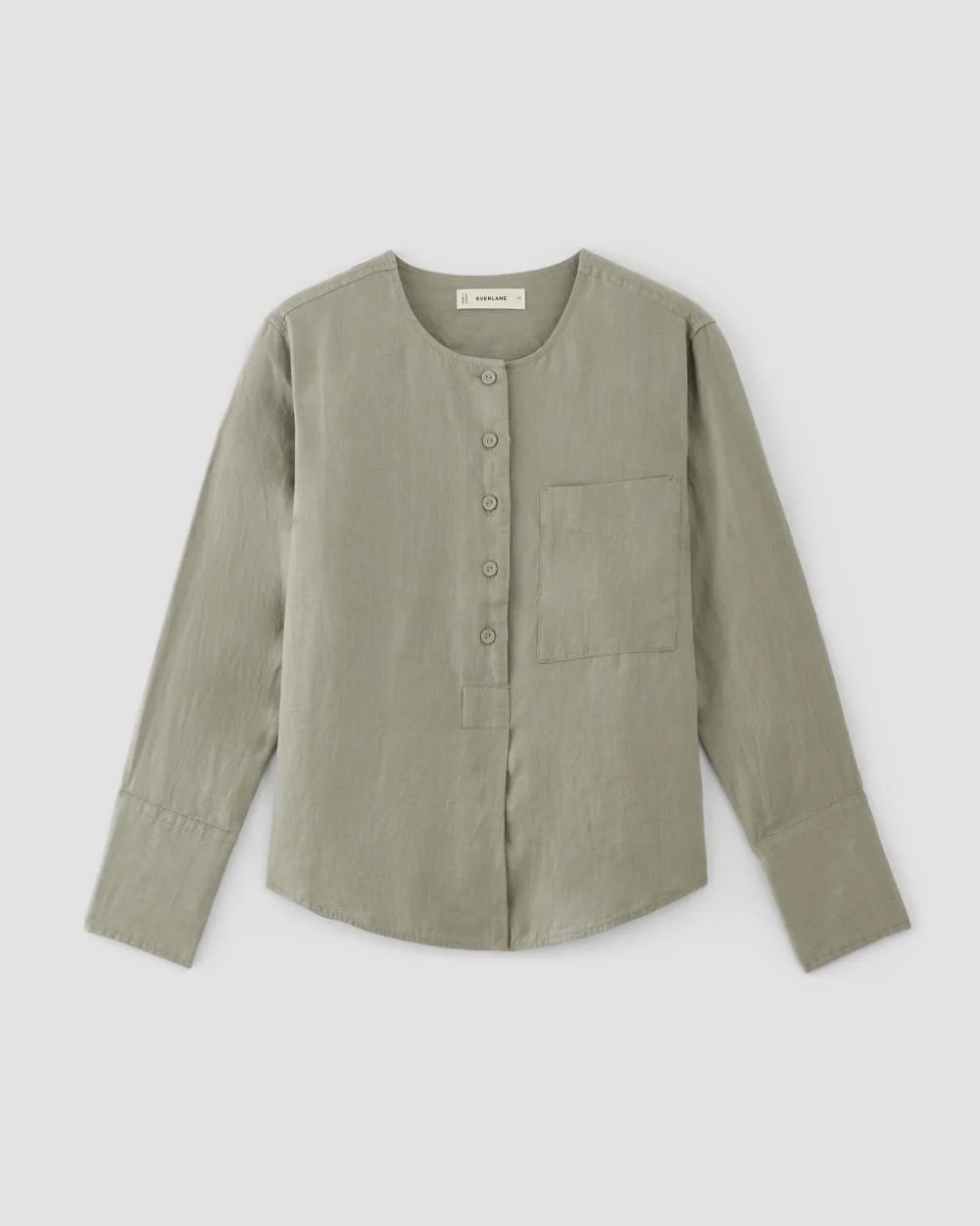 The Popover Shirt in Linen | Sage Green (3)