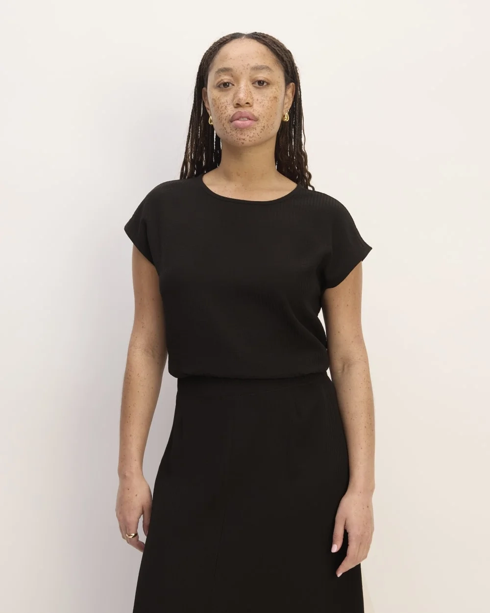 The Mini Jacquard Stripe Top | Black