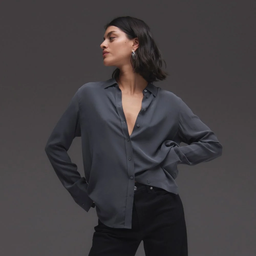 The Must-Have Shirt in Washable Silk | Slate Grey