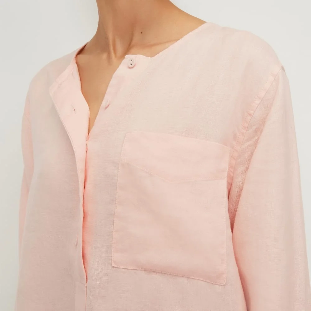 The Linen Popover Shirt | Petal Pink (2)