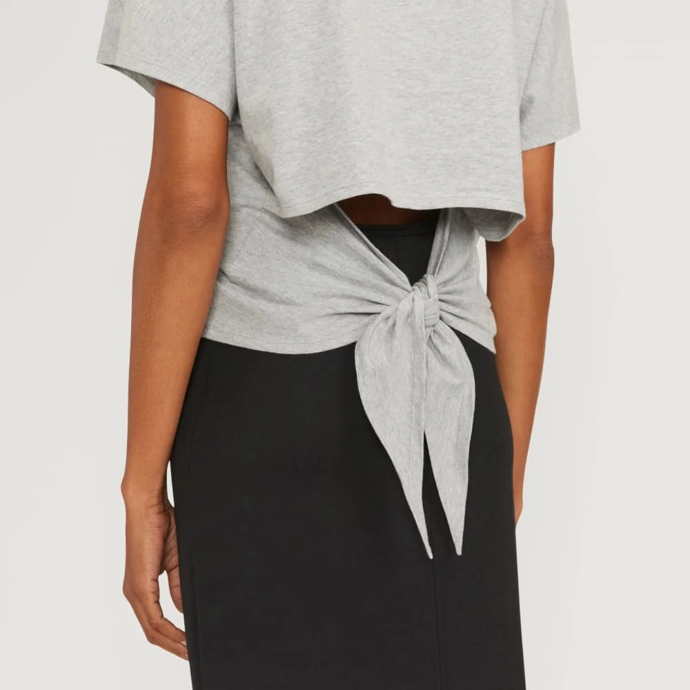 The Organic Cotton Tie Back Tee | Heather Grey (2)
