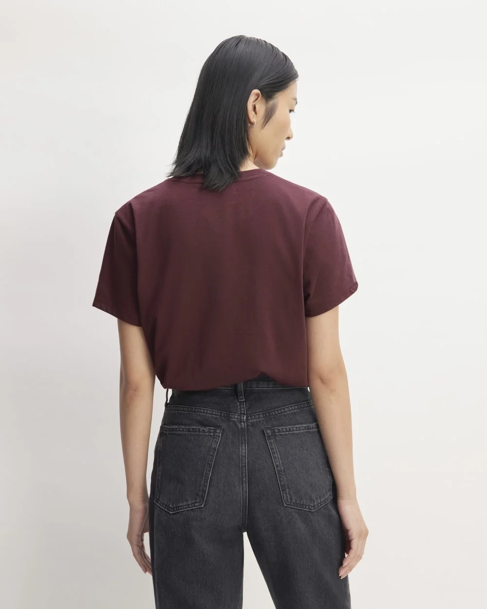 The Box-Cut Tee in Essential Cotton | Burgundy | No Pocket (2)