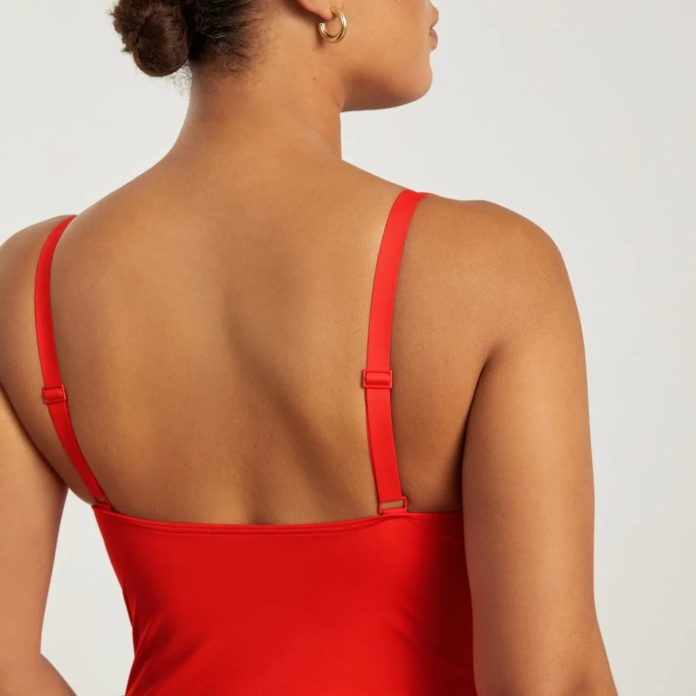 The V-Neck One-Piece | Bright Red (2)