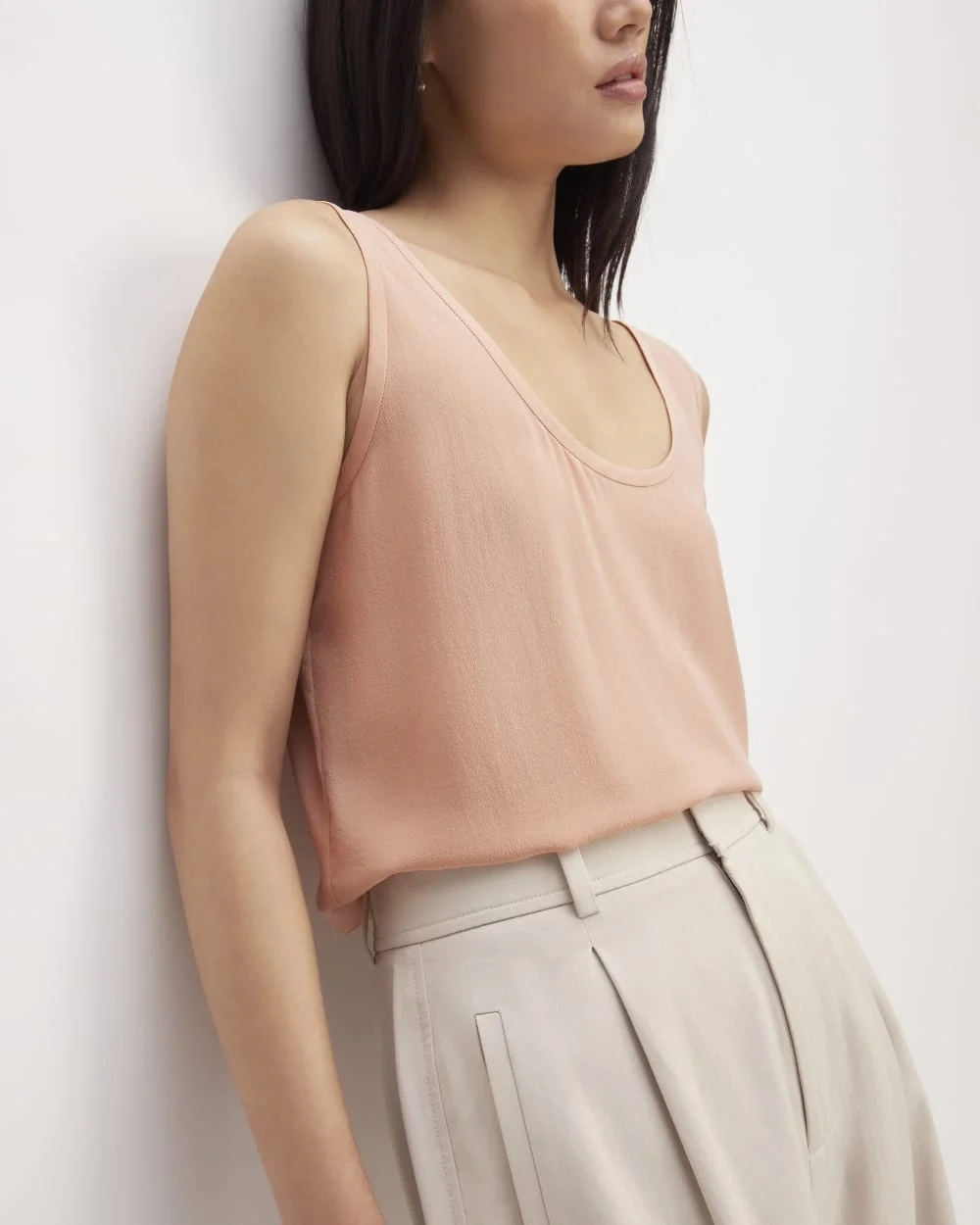 The Scoop Tank in Washable Silk | Blush Pink (2)