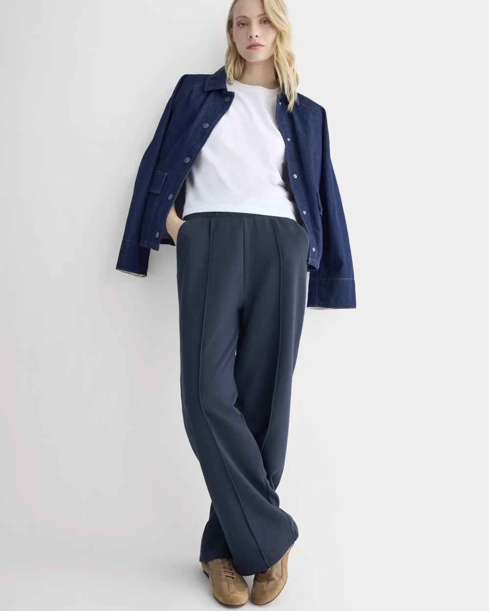Lightweight Terry Pintuck Sweatpant | Navy